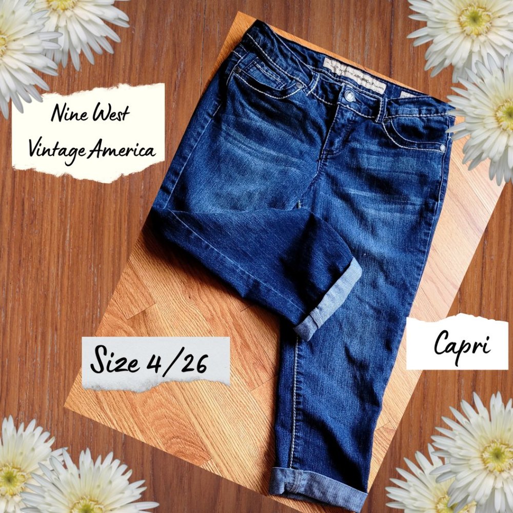 Nine West Vintage America Capri SZ 4/26 Regular Classic Rise Blue Jeans